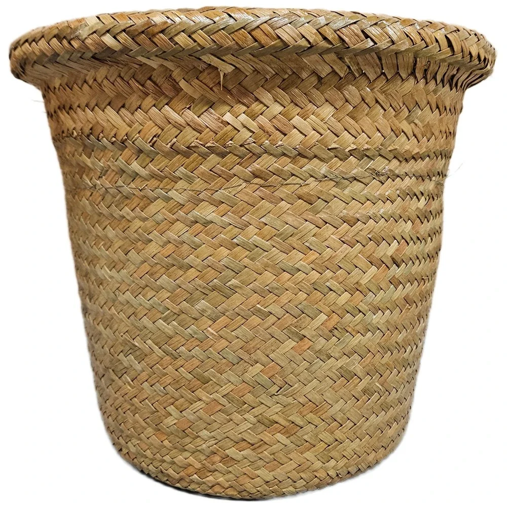 Set of‎ 3 Woven Baskets Natural Bamboo Seagrass Storage/Waste Baskets Pot Covers
